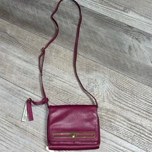 Vince Camuto Anika Red pebbled leather Crossbody Organizer Bag gold hardware